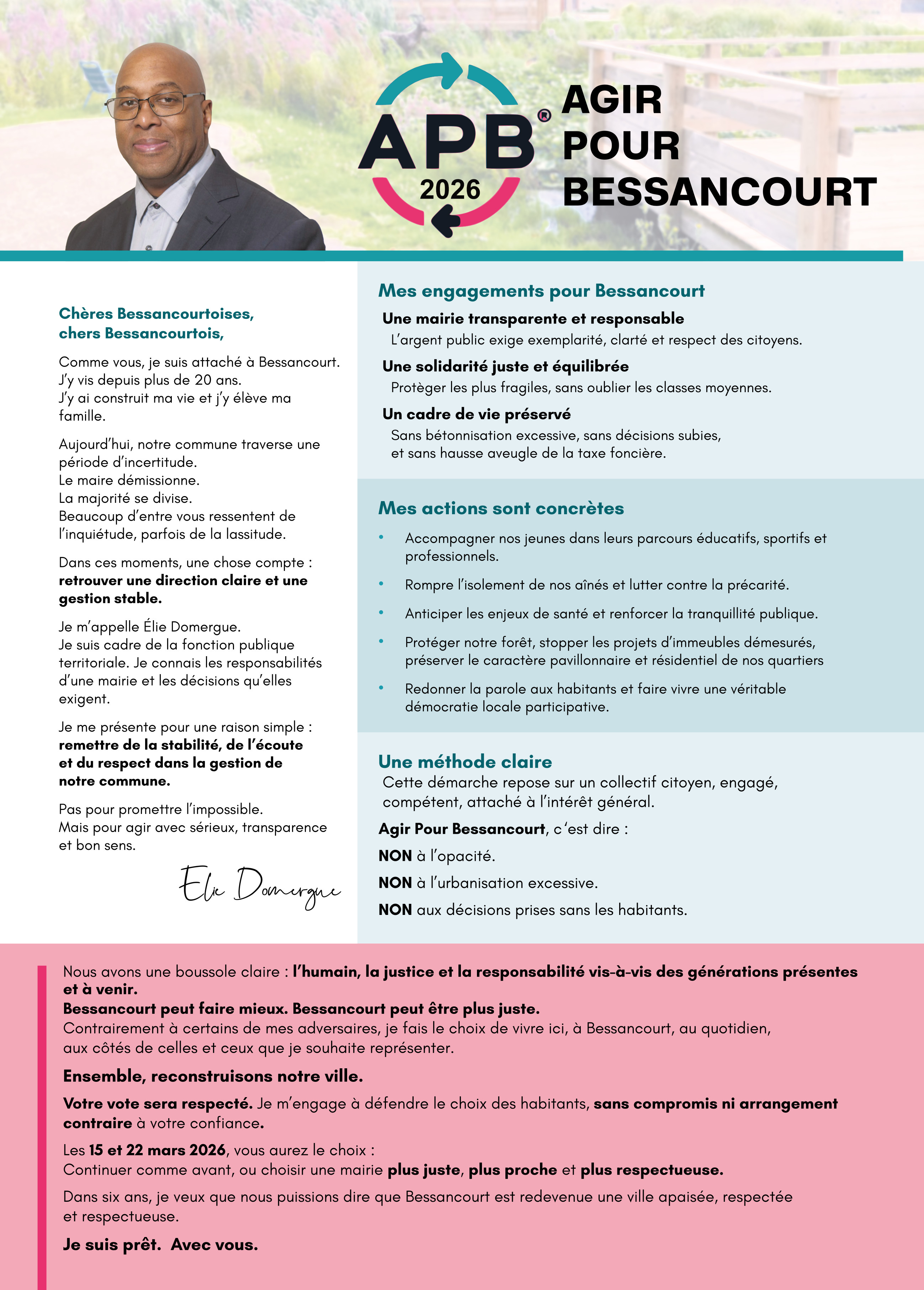 Profession de foi - Agir pour Bessancourt 2026